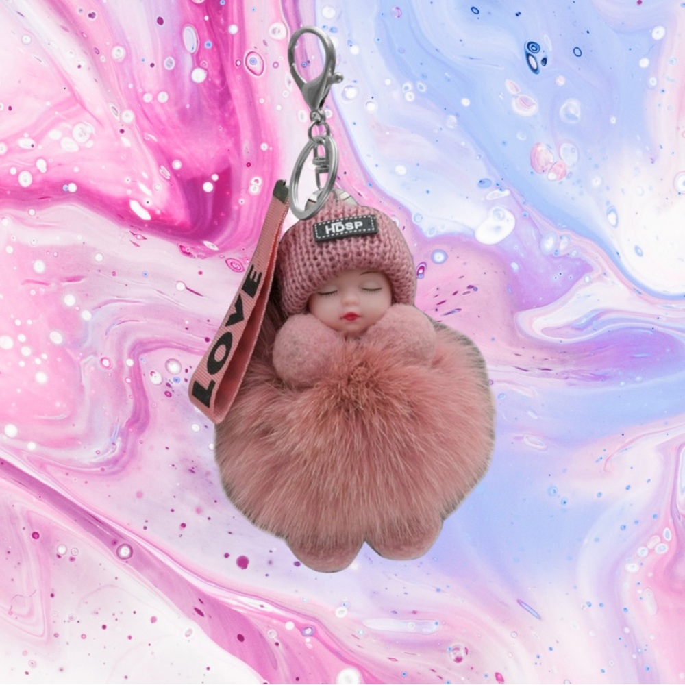 Pink Plush Doll Keychain